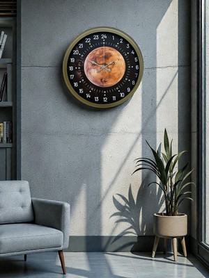 Mbb E-Ticaret Zentime 40 cm Eskitme Metal 24 Saat Göstergeli Özel Tasarım Duvar Saati