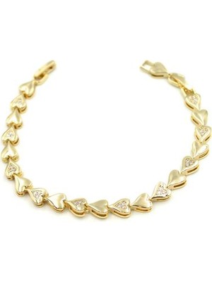 Mbb E-Ticaret Taşlı Kalp Vip Bileklik - Altın