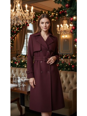 Esin Giyim Kemerli Orta Boy Kaban