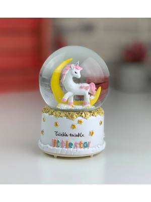 PremiumPort Büyüleyici Unicorn Kar Küresi, Orta Boy Sarı, Dekoratif Hediye