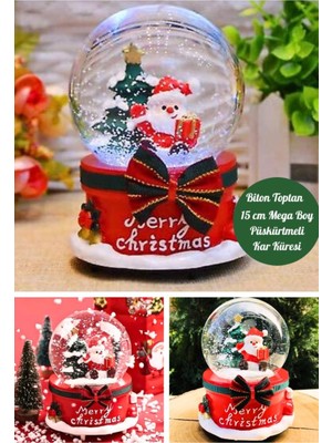 PremiumPort Yılbaşı Temalı Kar Küresi, Işıklı ve Müzikli, 16 Cm, Noel ve Çam Ağacı Süsü