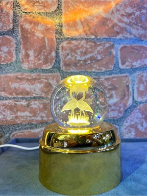 PremiumPort 3 Boyutlu LED Işıklı Sürekli Hareket Eden Kristal Cam Küre