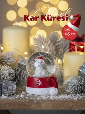 PremiumPort Beyaz Kedi Temalı Noel Kar Küresi, Şık ve Süsleyici Dekorasyon Parçası