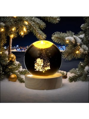 PremiumPort 3D LED Işıklı Ahşap Yılbaşı Süs Lambası Noel Baba Temalı USB