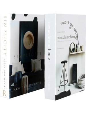 2'li Simplicity/monochrome Dekoratif Kitap Kutu
