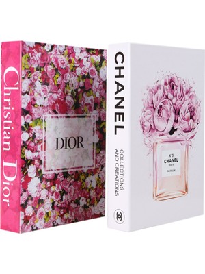 2'li Dior Çiçek Parfüm Dekoratif Kitap Kutu