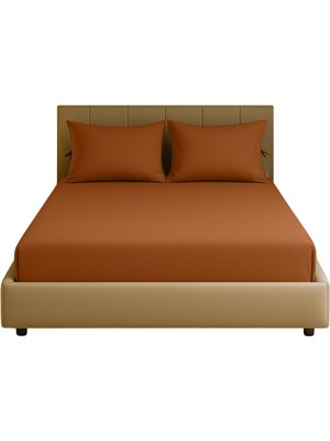 Sabia Soft Touch %100 Pamuk 62 Tel (155 Tc) Çift Kişilik Düz Çarşaf Seti – 240X260 cm Kiremit