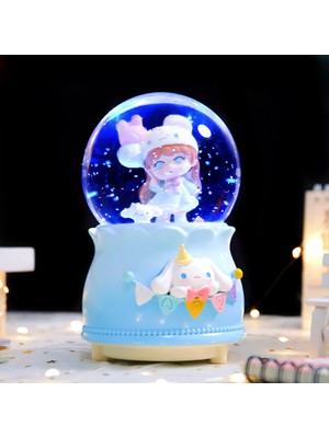 PremiumPort Sevimli Kız Büyük Boy Kar Küresi Işıklı Müzikli Püskürtmeli Pembe