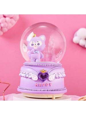 PremiumPort Mor Panda Kar Küresi, Işıklı, Müzikli ve Püskürtmeli Büyük Boy