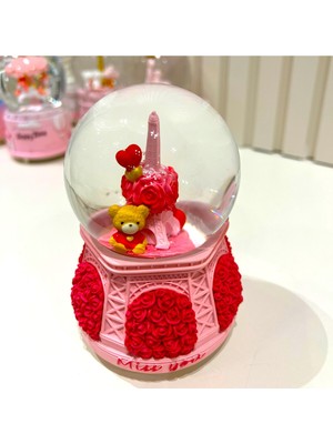 PremiumPort Sevgili Güllü Ayıcıklı Işıklı Müzikli Paris Eyfel Kulesi Kar Küresi