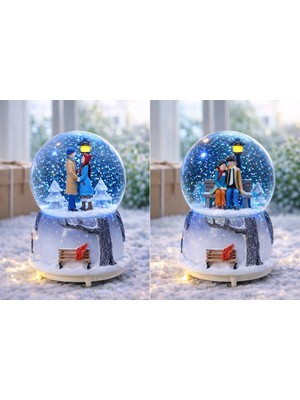 PremiumPort Romantik Çift Figürlü Püskürtmeli Müzikli Işıklı Kar Küresi