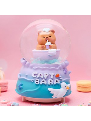 PremiumPort Büyük Boy Capybara Kar Küresi, Işıklı, Müzikli, Püskürtmeli, Mavi 16X12