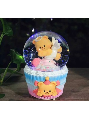 PremiumPort Sevimli Melek Ayıcık Mega Boy Kar Küresi, Işıklı ve Müzikli Hediye