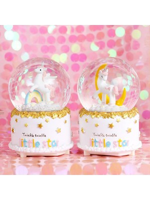 PremiumPort Büyük Boy Unicorn Kar Küresi, Işıklı ve Müzikli, Eğlenceli Tatil Sürprizi