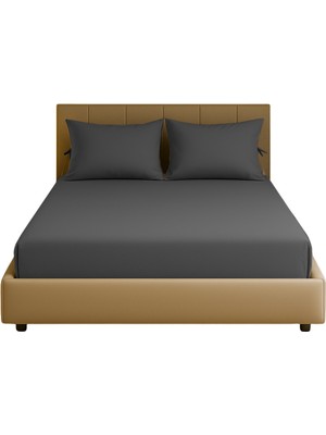 Sabia Soft Touch %100 Pamuk 62 Tel 160X200 cm +37 cm Yüksekliğe Kadar Uygun Çift Kişilik Lastikli Çarşaf Seti Antrasit