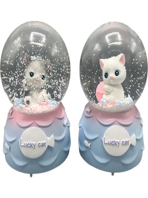 PremiumPort Işıklı Müzikli Tatlı Kedi Kar Küresi, Ortak Odanız Için Şık Dekorasyon