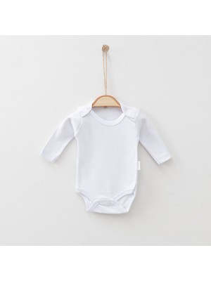 Venezia Giyim Body Zıbın %100 Pamuk Bebek 4'lü Düz Uzun Kollu Çıtçıtlı