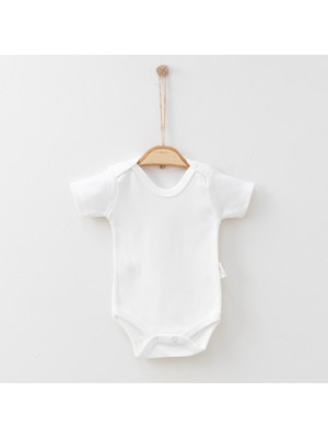 Venezia Giyim Body Zıbın %100 Pamuk Bebek 4'lü Düz Kısa Kollu Çıtçıtlı