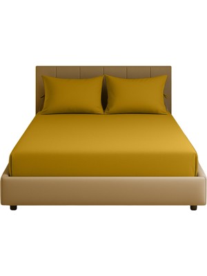 Sabia Soft Touch %100 Pamuk 62 Tel 160X200 cm +37 cm Yüksekliğe Kadar Uygun Çift Kişilik Lastikli Çarşaf Seti Hardal