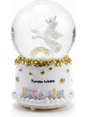 PremiumPort Işıklı ve Müzikli Pony At Figürlü Masaüstü Kar Küresi, Dekoratif ve Eğlenceli