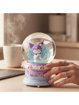 PremiumPort Kuromi Figürlü Büyük Boy Püskürtmeli Müzikli Işıklı Kar Küresi