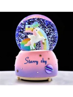 PremiumPort Yıldızlı Unicorn Işıklı Müzikli Orta Boy Kar Küresi