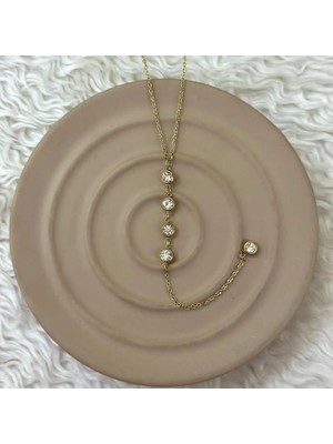 Septemmart Gold Renk Sıralı Zirkon Taşlı Y Kolye