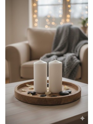 Muka Blok Uzun Mum Natürel Beyaz 70 saat yanar 19 cm, 2 Adet Gönderilecektir.