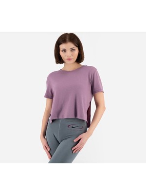 Nike Yoga Dri-Fıt Short Sleeve Top Lila Kadın T-Shirt DM7025-536