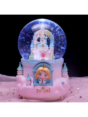 PremiumPort Büyük Boy Otomatik Işıklı Müzikli Kar Küresi, Püskürtmeli, Harika Dekorasyon