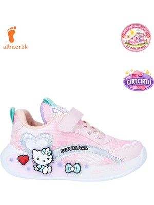 Albishoes Kız Çocuk Yazlık Yumuşak Hafif Rahat Taban Cırt Cırtlı Esnek Sneaker Çocuk Spor Ayakkabı
