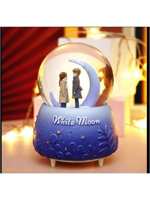 PremiumPort Mutlu Aşıklar Işıklı Müzikli Kar Küresi, Ay Altında Büyüleyici Atmosfer