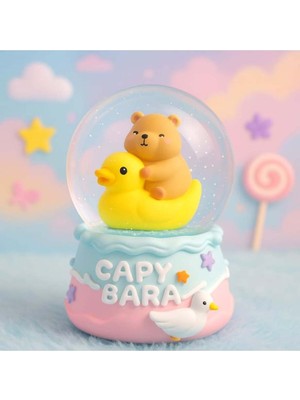 PremiumPort Capybara Temalı Büyük Boy Püskürtmeli Müzikli Işıklı Kar Küresi