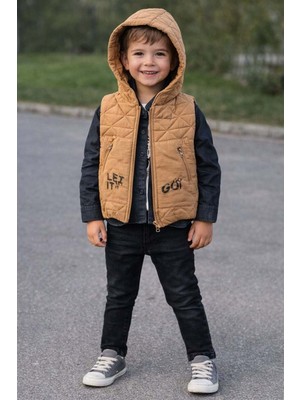 Gültekin Bebe Yavrucak Go Baskılı Yelekli Takım 5-8 YAŞ-5822736 - Kahverengi