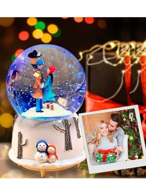 PremiumPort Isme Özel Romantik Sokak Lambası, Işıklı Kar Küresi Orta Boy