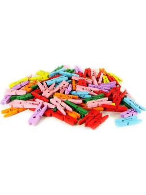 Toptan Bulurum Renkli Mini Ahşap Mandal (100 Adet)