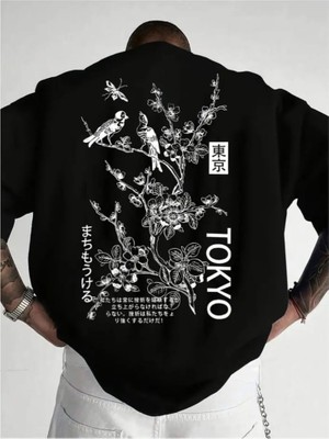 Punix Punıx Büyük Beden 100% Pamuk Yüksek Kalite Tokyo Sırt Baskılı Japon Stıl Yazlık Erkek T-Shırt