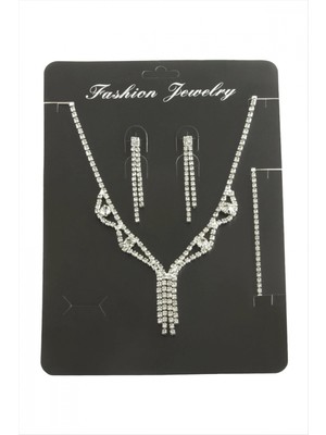 Sallantılı Taşlı Set Kolye