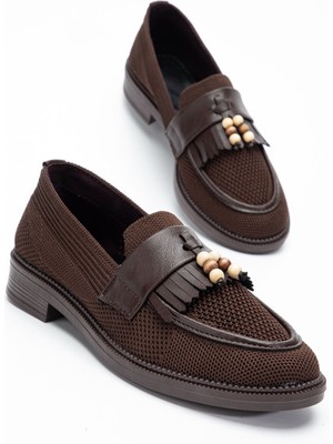 Anse Loafer Triko Kadın Ayakkabı Püskül Detaylı