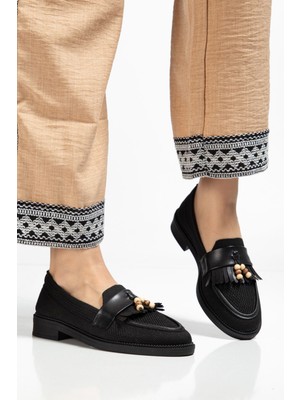 Anse Loafer Triko Kadın Ayakkabı Püskül Detaylı