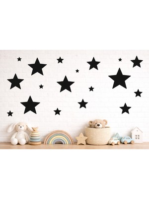 Sscnc Yıldız Figürlü Mdf Duvar Dekoru – Siyah 10adet