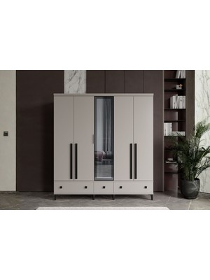 Doressa Arona 5 Kapılı Camlı Gardırop