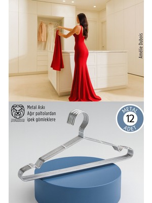 Transformacion 12'li Lüks Çelik Elbise Askısı - Iz Yapmayan Ince Tasarım Metal Kıyafet Düzenleyici (40CM)