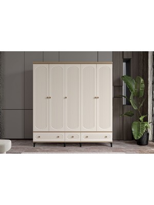 Doressa Cast Walnut 5 Kapılı Gardırop