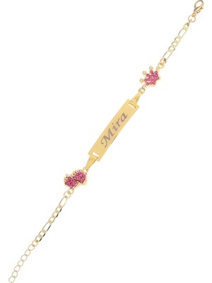 Minik Adımlar Kristal Taşlı Kaplama Isimli Bebek Künyesi Isme Özel