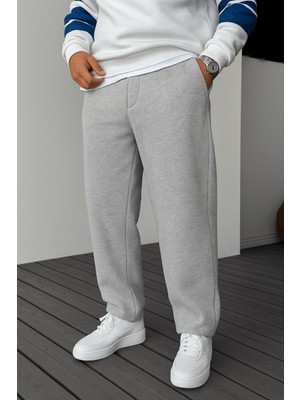 Eydamoon Erkek Gri Baggy Kışlık Içi Polarlı Bol Paça Eşofman Altı - Gri