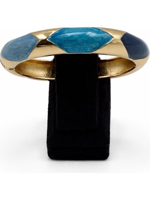 Pangu Geometrik Formlu Mineli Altın Renk Çelik Kelepçe Bilezik