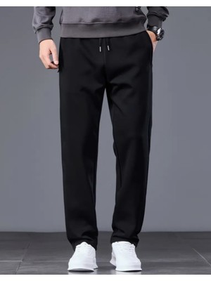 Eydamoon Erkek Siyah Baggy Kesim 3 Iplik Kışlık (Puf Kumaş&pamuklu) Eşofman Altı