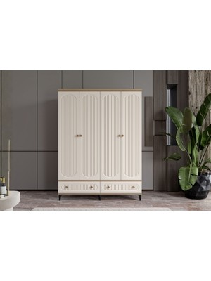 Doressa Cast Walnut 4 Kapılı Gardırop