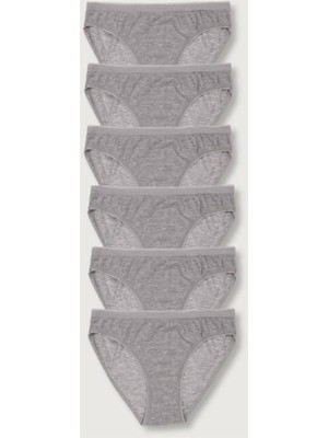 Tutku Kadın Gri 6'lı Paket Bikini Külot ELF568T0635CCM6-GRİ-38-40